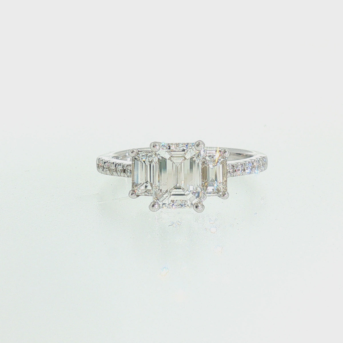 14KW 1.01 CT E VS1  GIA#2207682569 Natural Emerald Cut, 2X EC 0.52ctw, 12X RB 0.11ctw