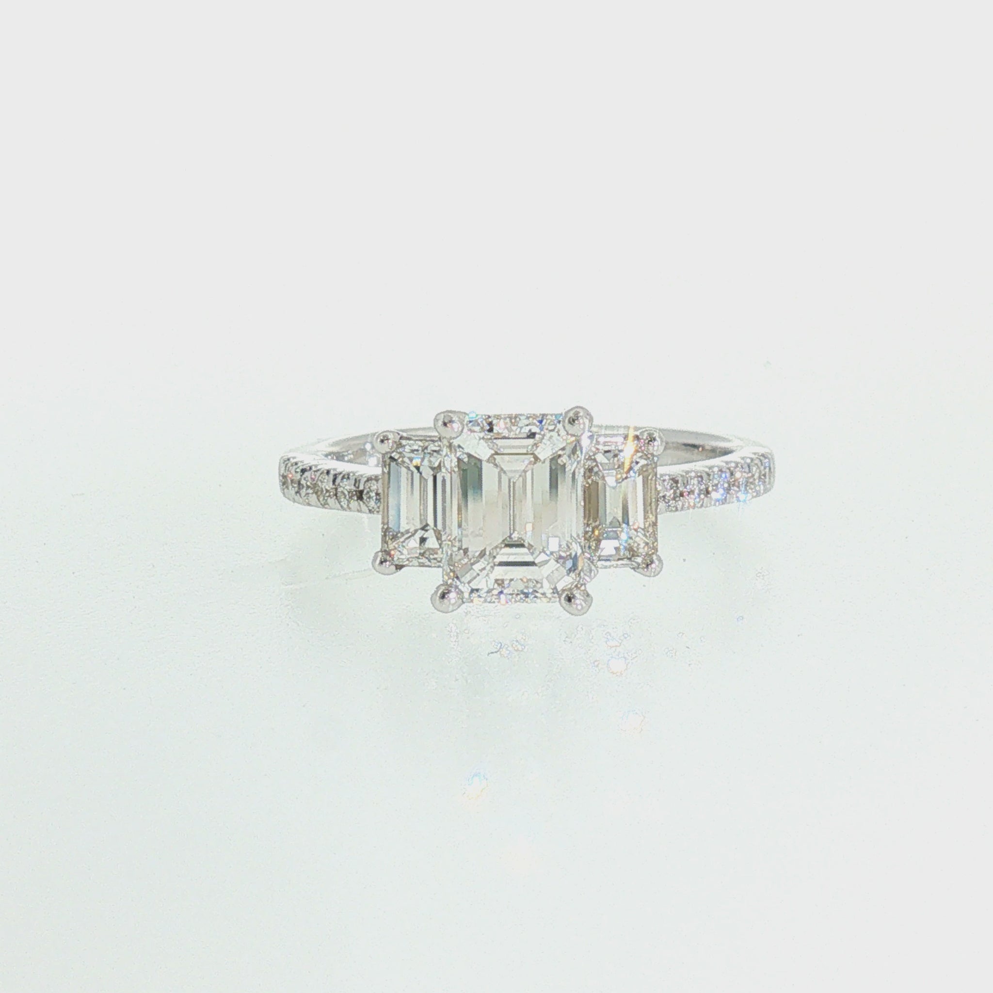 14KW 1.01 CT E VS1  GIA#2207682569 Natural Emerald Cut, 2X EC 0.52ctw, 12X RB 0.11ctw