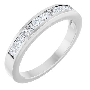 14K White Gold 1/2 CTW Natural Diamond Anniversary Band Size 7 .