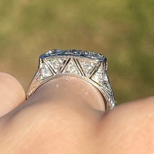 Antique Art Deco Old Mine Cut Diamond Ring with Baguettes – Andria Barboné  Jewelry