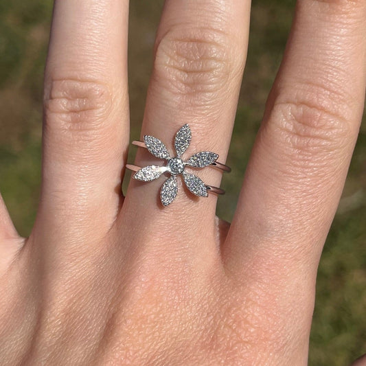 Pave Flower Fashion Ring