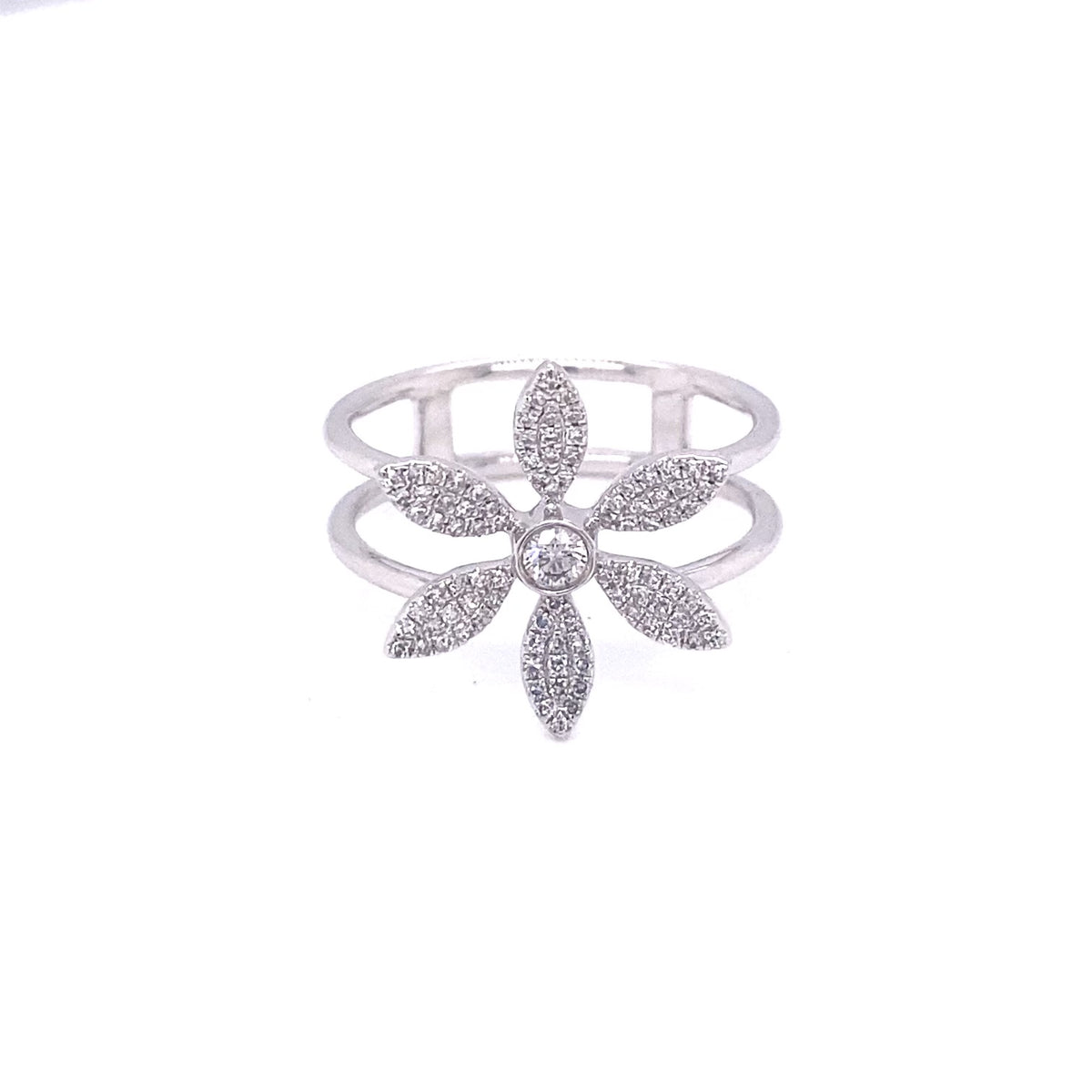 Pave Flower Fashion Ring