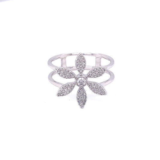 Pave Flower Fashion Ring