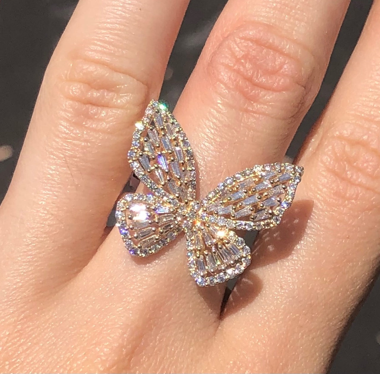 Diamond Butterfly Fashion Ring Large