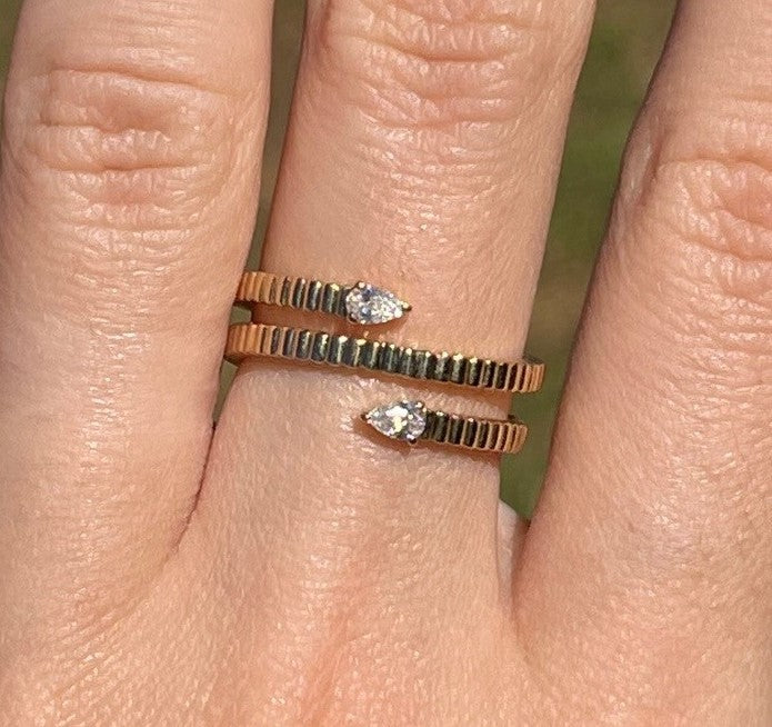 Textured Spiral Diamond Fashion Ring