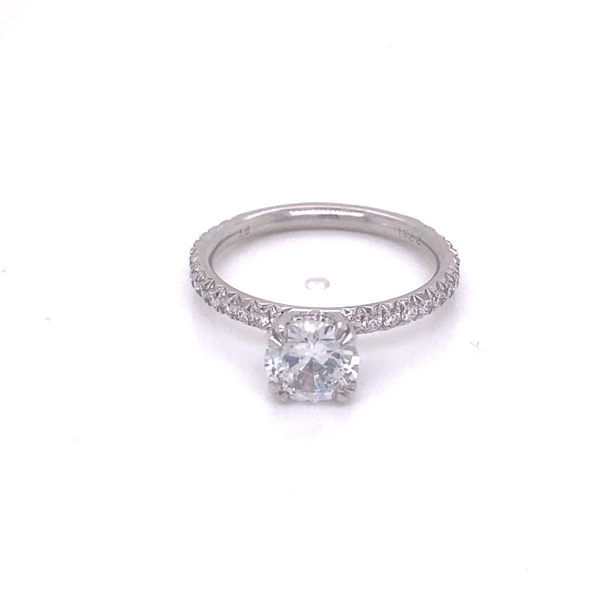 Platinum 3/4 French-Set Diamond Engagement Ring Setting