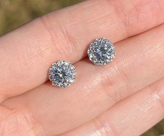Natural Diamond Halo Earrings