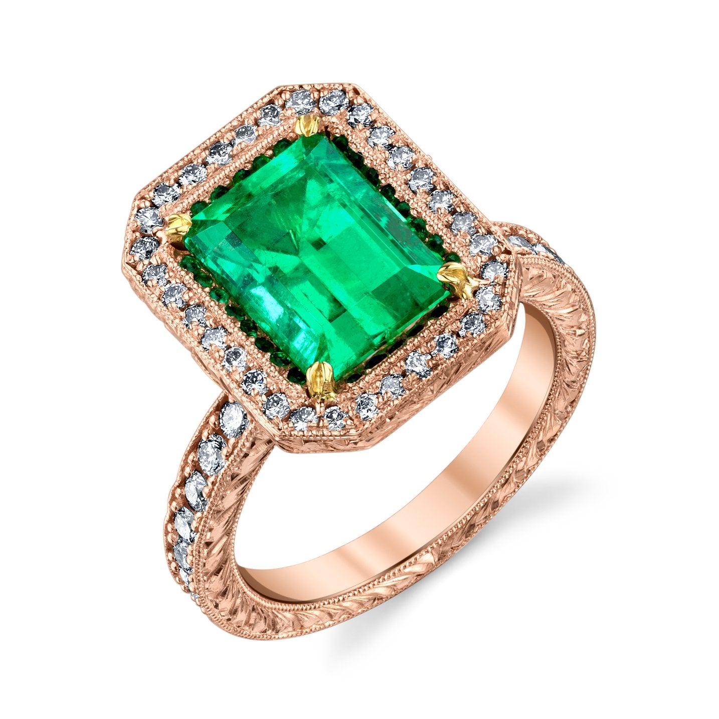 Award-winning emerald and diamond ring designed by Liberty Diamonds